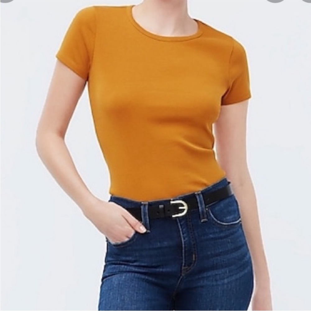 J. Crew Fine Rib Cotton Tee - Mustard Gold